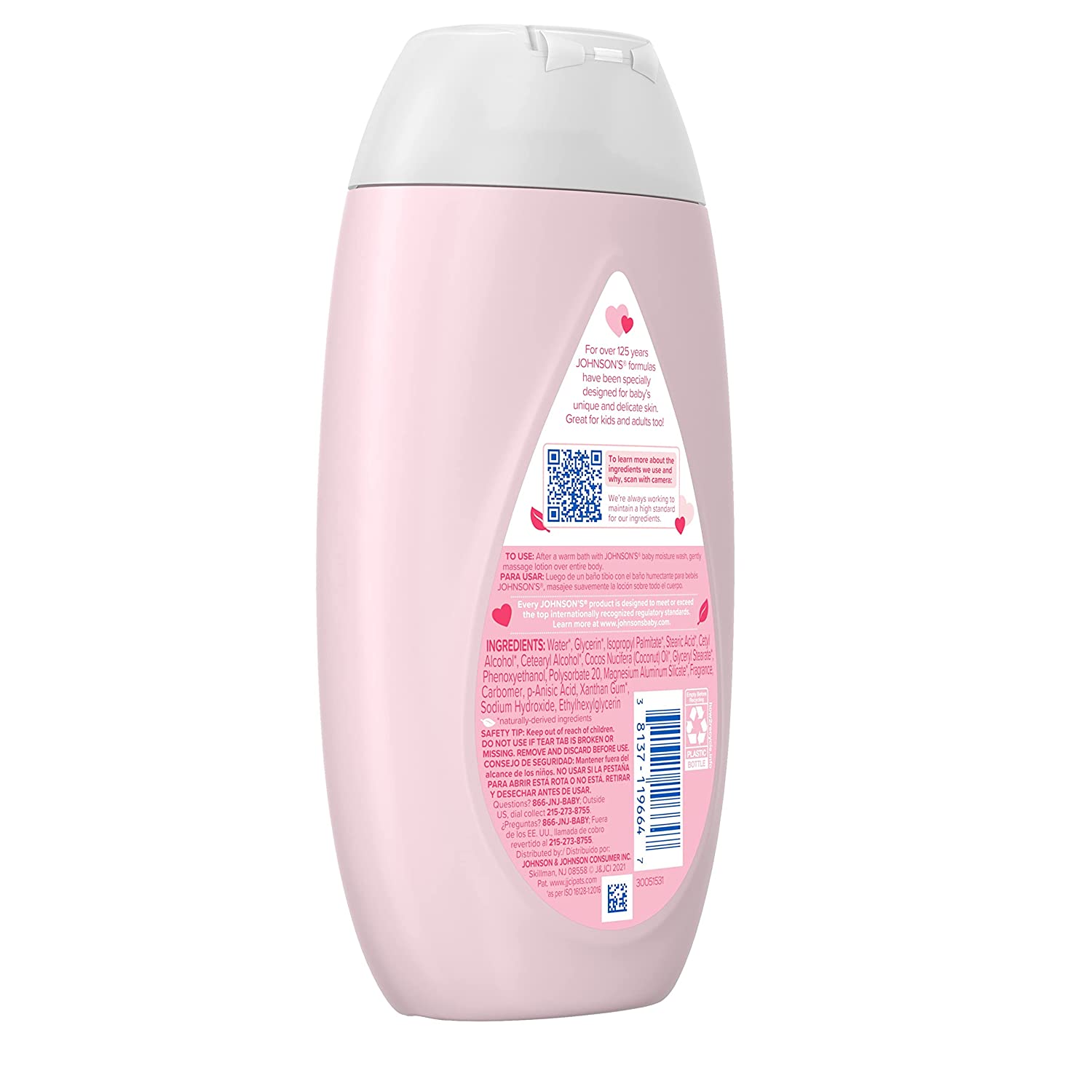 Johnson's Moisturizing Mild Pink Baby Lotion with Coconut Oil for Delicate Baby Skin, Paraben-, Phthalate- & Dye-Free, Hypoallergenic & Dermatologist-Tested, Baby Skin Care, 27.1 Fl. Oz - Image 9